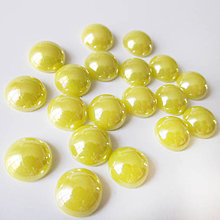 Komponenty - Sklenený perleťový kabošon / kruh 9,5mm (Kyslý citrón) - 7029079_