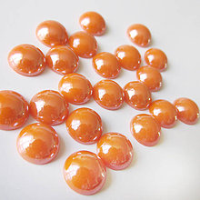 Komponenty - Sklenený perleťový kabošon / kruh 9,5mm (Pomaranč tmavý) - 7029086_