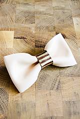 Pánske doplnky - All leather... Bow Tie... #2... Natural - 7028395_