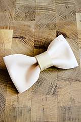 Pánske doplnky - All leather... Bow Tie... #5... Natural - 7028502_