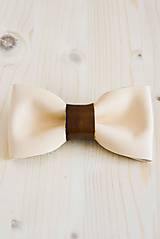 Pánske doplnky - All leather... Bow Tie... #7... Natural - 7028526_