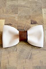 Pánske doplnky - All leather... Bow Tie... #7... Natural - 7028528_