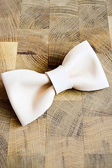 Pánske doplnky - All leather... Bow Tie... #4... Natural - 7028415_
