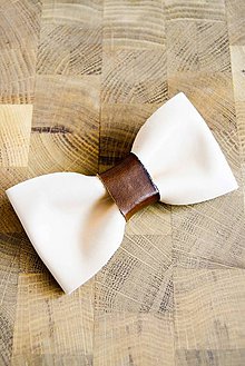 Pánske doplnky - All leather... Bow Tie... #7... Natural - 7028527_