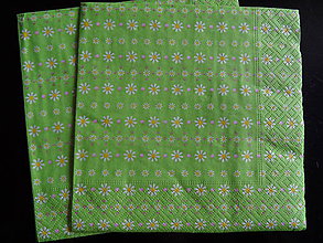 Papier - zelená servítka s kvetinkami - 7029366_