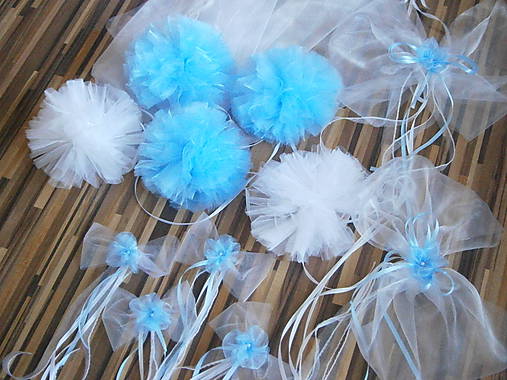 Dekorácie - POM POM svadobná výzdoba auta - 7027346_