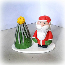 Sochy - Strieborný vianočný stromček +  (Santa) - 7028954_