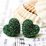 Náušnice - Sweet Hearts Green / Napichovacie náušnice srdiečka zelené (Chirurgická oceľ) - 7030006_