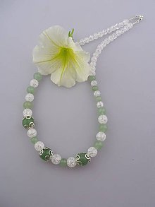 Náhrdelníky - avanturín krištál náhrdelník - nežný biely kvet - 7032314_