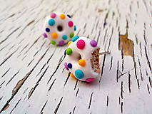 Náušnice - dúhové donutky - napichovačky (1donut nakusnutý) - 7032802_