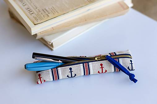 Taštičky - Drobný peračník v prírodnom štýle - námornícky - 7034226_