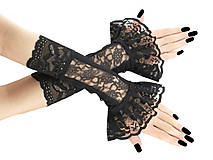 Rukavice - Elegantné čierne spoločenské bezprstové rukavice 0960 - 7035906_