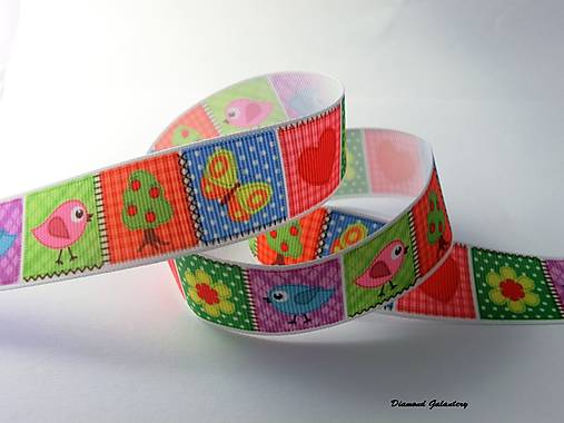 Galantéria - Rypsová stuha 25 mm - Patchwork detský - 7038158_