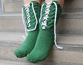 Ponožky, pančuchy, obuv - zelené Šnurovačky (v.39-40) - 7042344_