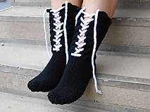 Ponožky, pančuchy, obuv - čierne Šnurovačky (v.39-40) - 7045556_