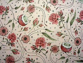 Textil - Bavlna Mirabelle Curiosity Floral ROSE - 7051204_