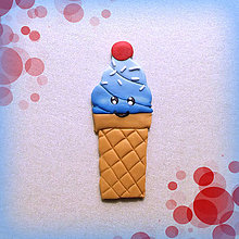 Magnetky - Sladké magnetky (Usmiata modrá zmrzlina s čerešničkou) - 7050504_