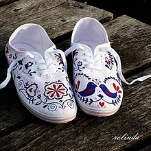 Ponožky, pančuchy, obuv - Folklórne tenisky - Slovensko (Modrovínové) - 7056353_