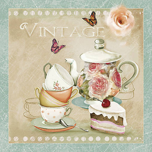  - Servítka "Vintage tea", ihneď - 7057648_