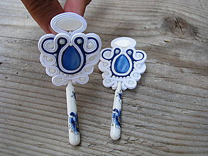 Náušnice - Blue/white porcelain...soutache - 7060041_