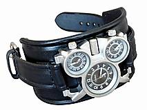 Náramky - Pánske hodinky s koženým náramkom čierne II - 7063471_