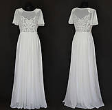 Šaty - Transparentné svadobné šaty z elastického tylu vyšívané krajkovými aplikáciami - 7065653_