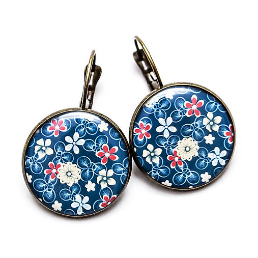 Náušnice - Modré kvietočky - 7070674_