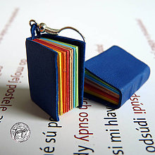 Náušnice - Dúhové knižky v modrej  koži - 7071060_