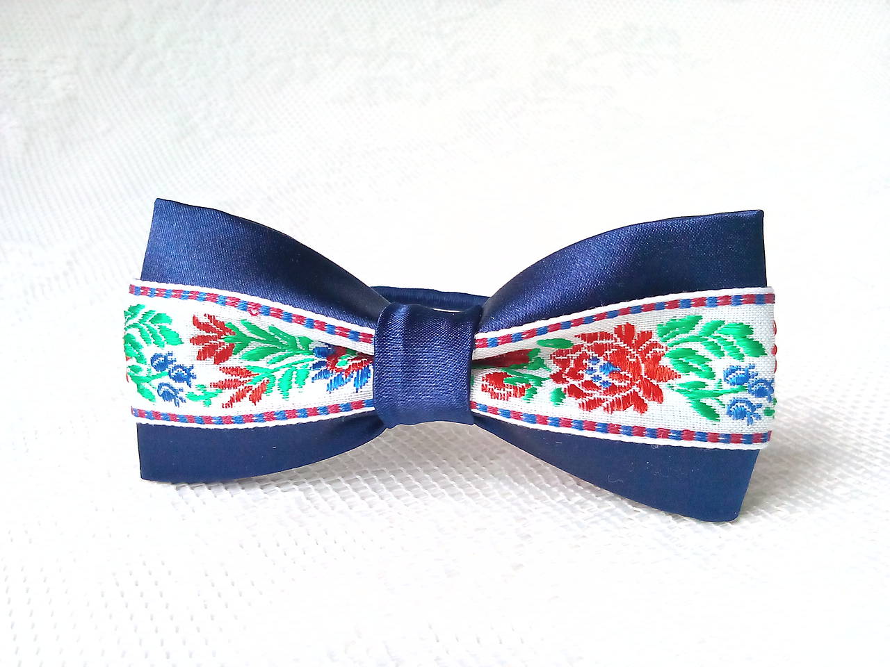 Slovak folklore hair bow (royal blue/white)