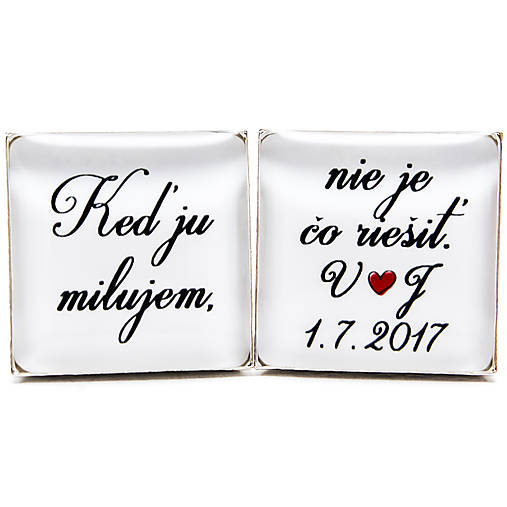 Pánske šperky - Keď ju milujem, nie je čo riešiť (štvorcové - strieborné + darček.krabička) - 7082589_