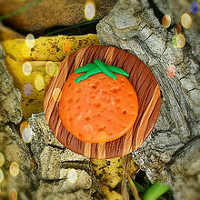 Brošne - FIMO drevené brošne ovocné (pomaranč) - 7102921_