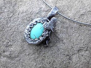 Náhrdelníky - cínovaný náhrdelník s tyrkenitom - 7103477_