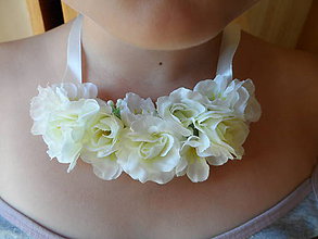 Náhrdelníky - biely kvetinový náhrdelník - 7109087_