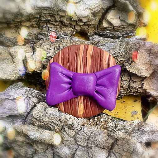 Brošne - FIMO drevené brošne hravé (s mašličkou) - 7108841_