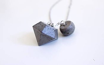 Náhrdelníky - Betónový diamant s polgulou natur - 7112326_