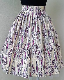 Sukne - Skládaná sukně fialková se vzory - 7113031_