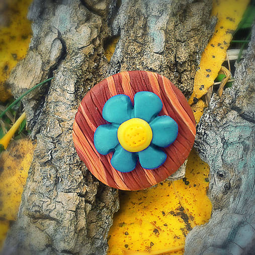 Brošne - FIMO drevené brošne - prírodné motívy (kvietok NA ZÁKAZKU) - 7113066_