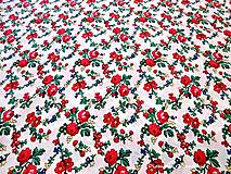 Textil - Krojová látka - červené kvety malé na bielom podklade - cena za 10 cm - 7117023_