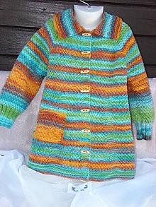 Detské oblečenie - Pletený pestrofarebný kabát - 7117562_