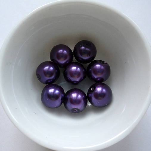 Voskované perly 10mm-8ks (fial.veľmi tmavá)