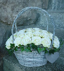 Dekorácie - spomienková dekorácia: Ruže v košíku - 7125627_