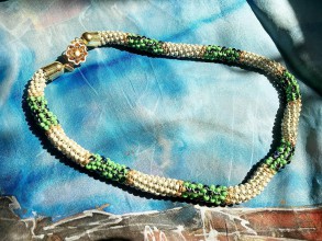 Náhrdelníky - béžovozelený náhrdelník - 7130203_