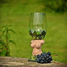 Nádoby - Nahá lesná víla - pohár na víno pre muža - 7132603_