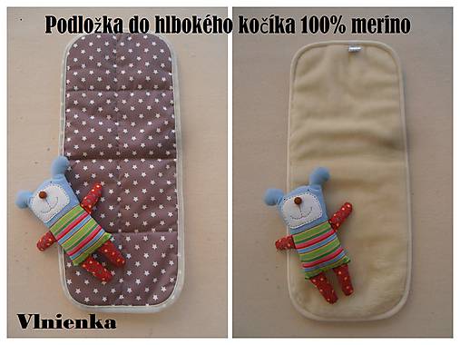 Detský textil - Podložka do hlbokého kočíka 100% merino - 7136763_