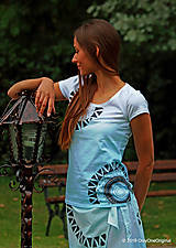 Topy, tričká, tielka - Dámske tričko batikované, maľované, etno FREYJA - 7135472_