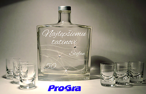 Nádoby - Fľaša + 6 štamprlíkov Swarovski - darčekový set - 7137865_