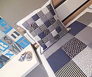 Úžitkový textil - Prehoz, vankúš patchwork vzor parížsko modrá s bielou ( rôzne varianty veľkostí ) - 7148556_