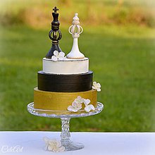 Dekorácie - Kráľ a kráľovná - šachové figúrky na svadobnú tortu - 7149136_