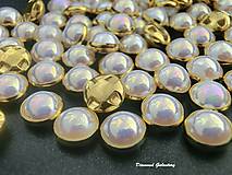Galantéria - Ozdobné perličky našívacie 10 mm - zlaté biele s AB efektom - 7152275_