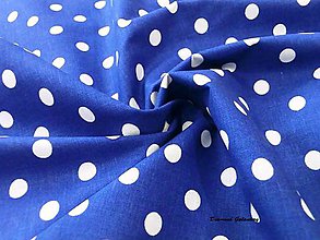 Textil - Bavlnená látka - bodky biele na modrom- cena za 10 cm - 7155681_